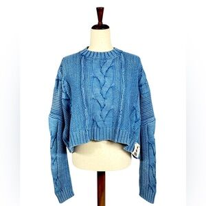 Free People We The Free “In A Daze” Cropped Cable Knit Sweater Small NWT  Boxy
